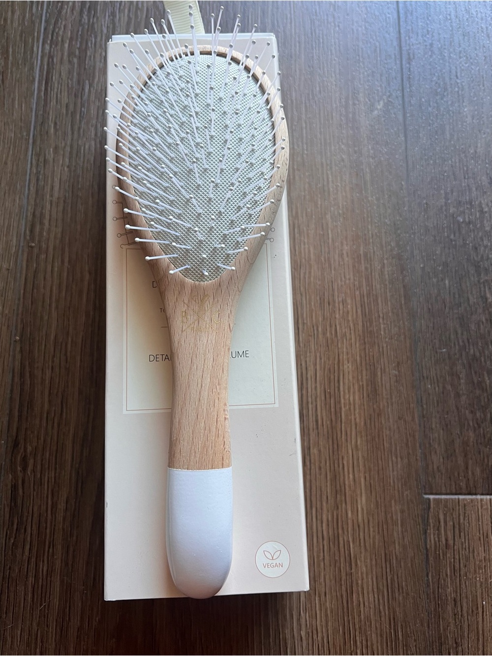 Wood and White Paddle Hair Brush – Gentle Detangling for Women -Large size